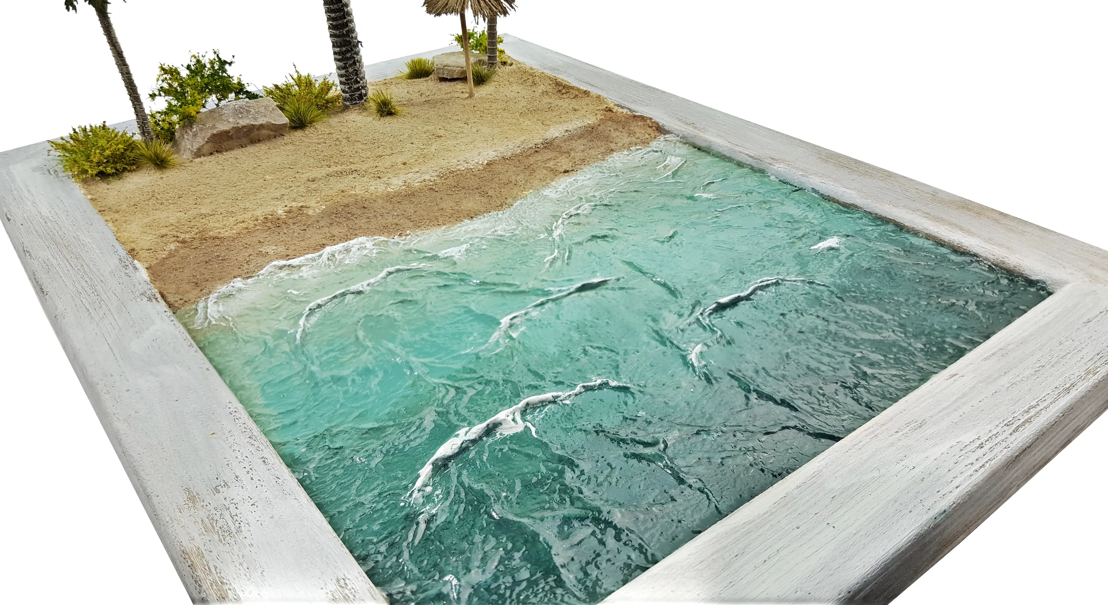 Miniature azure sea and beach diorama