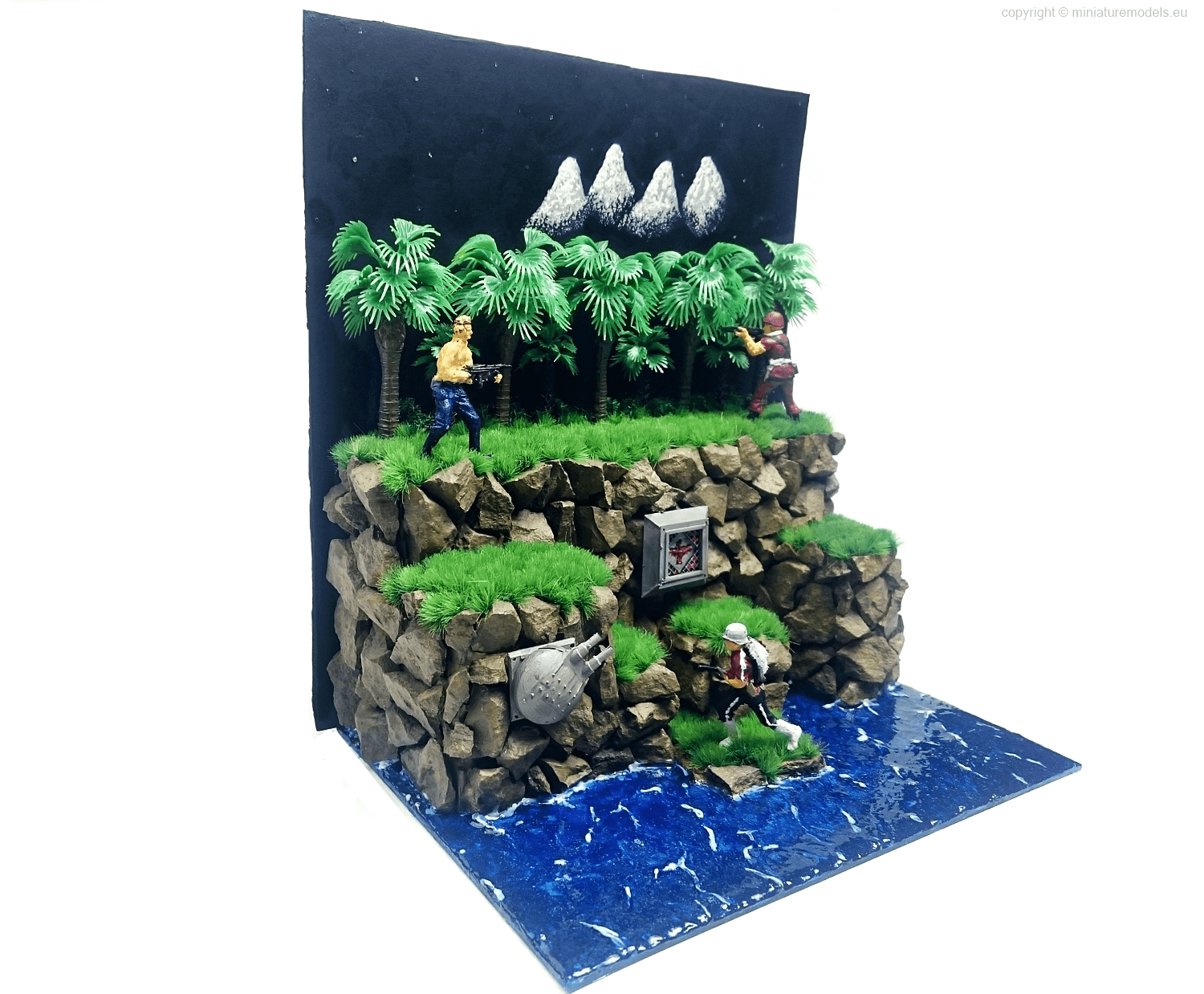 Handmade diorama of NES Contra game