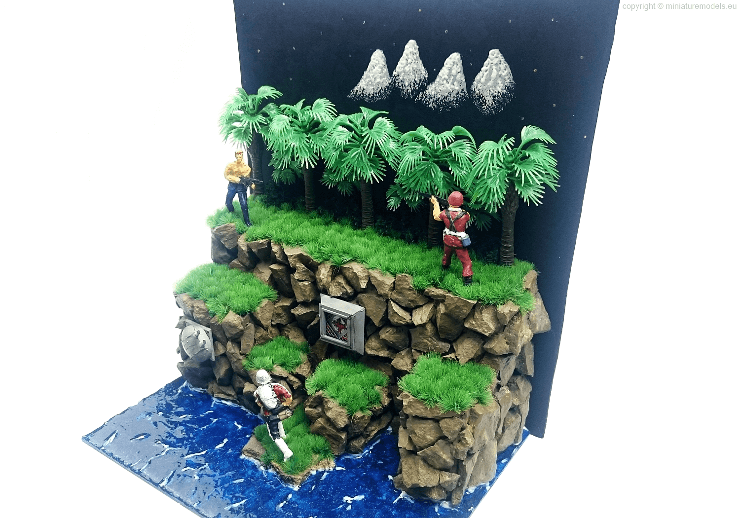 Diorama of jungle stage in Contra