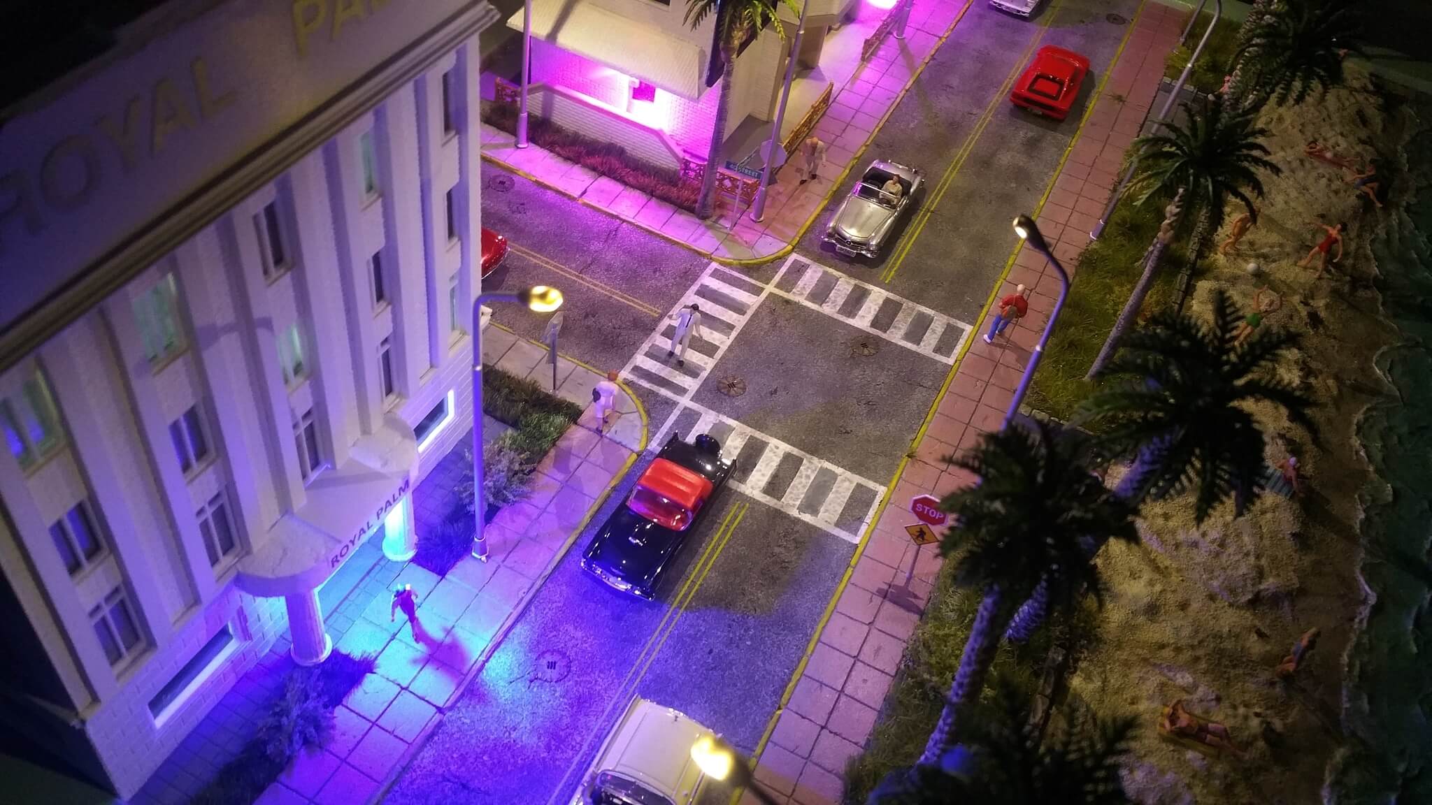 Miami beach night diorama