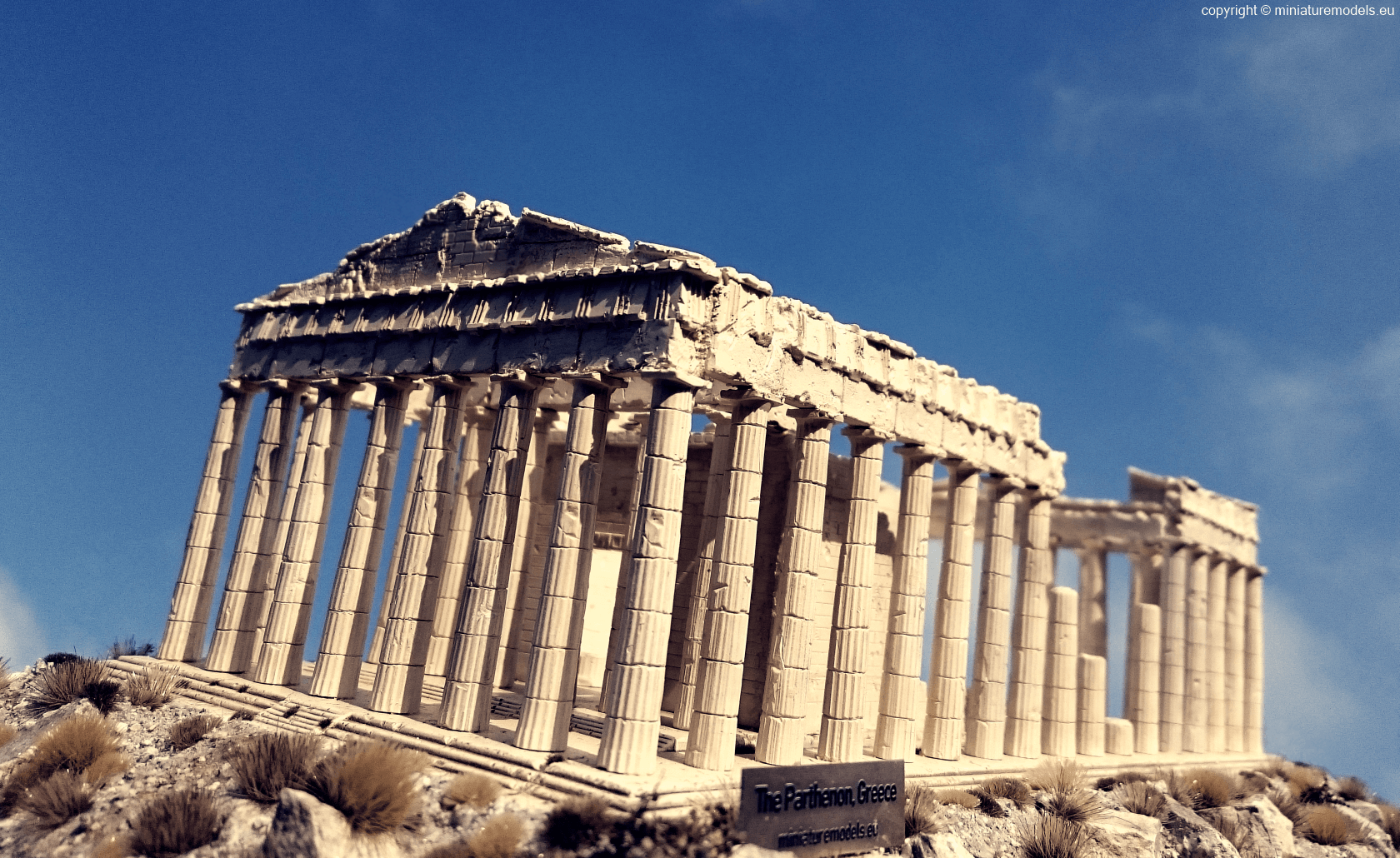 Parthenon model with blue sky