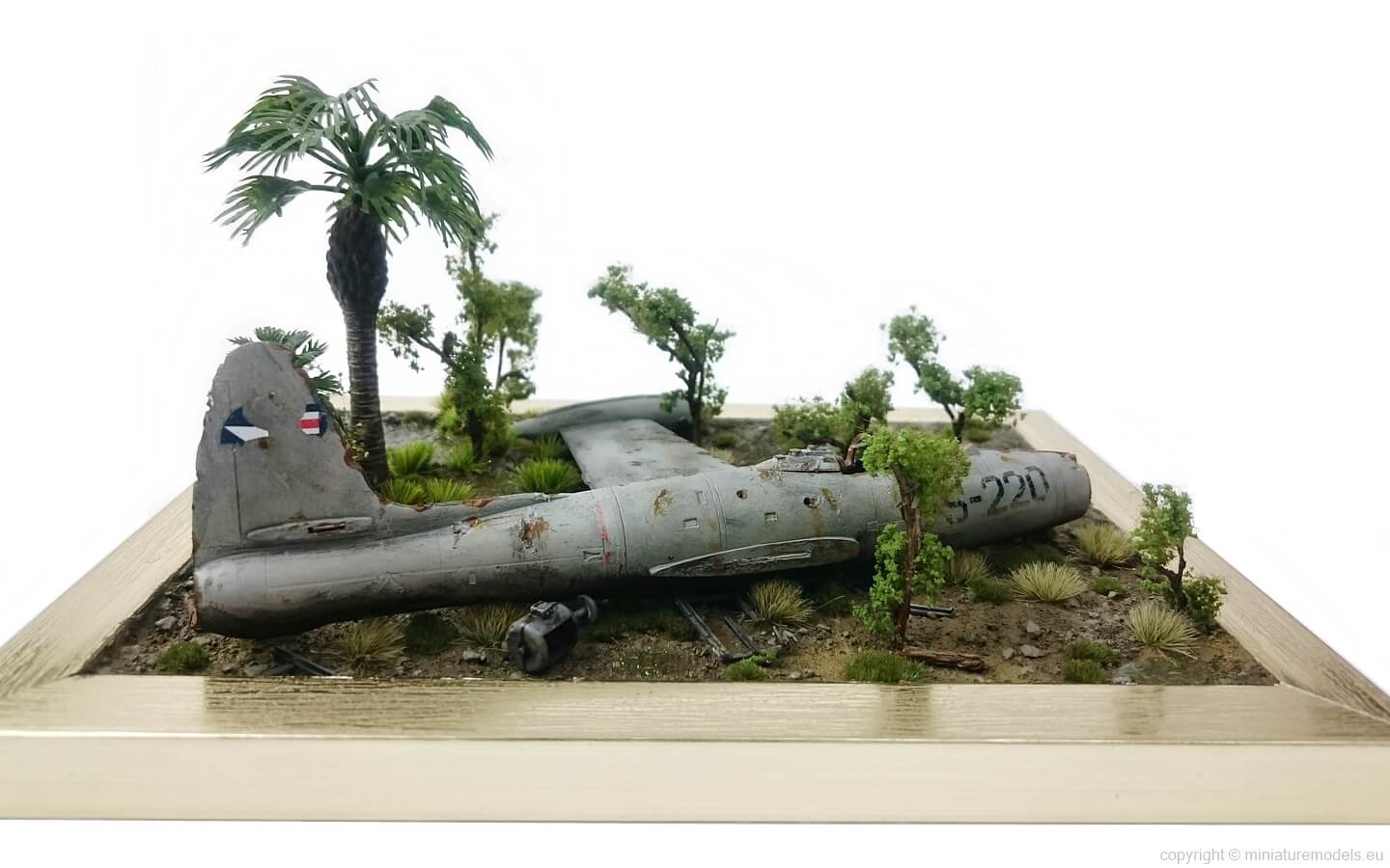 Diorama of plane wreck in vietnamese scenery